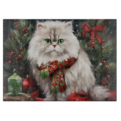 Perzische Kat in Sneeuw Kerstmis Snijplank (Voorkant)