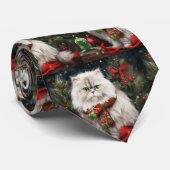 Perzische kat in sneeuw Kerstmis Stropdas (Opgerold)