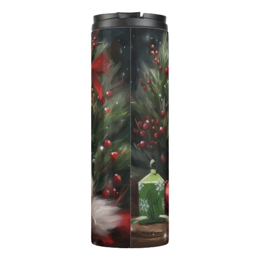 Perzische Kat in Sneeuw Kerstmis Thermosbeker (Achterkant)