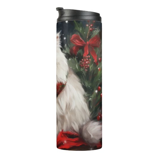 Perzische Kat in Sneeuw Kerstmis Thermosbeker (Geroteerd rechts)