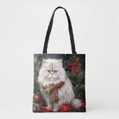 Perzische Kat in Sneeuw Kerstmis Tote Bag (Voorkant)