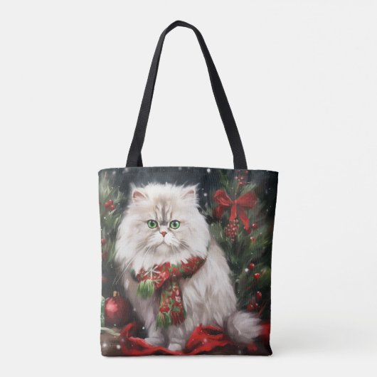 Perzische Kat in Sneeuw Kerstmis Tote Bag (Achterkant)