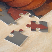 Perzische Kat in Thanksgiving Kunst met Herfstblad Legpuzzel (Zijkant)