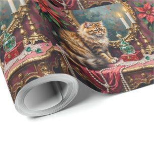 Perzische Kat Kerst Fluwelen Kaptafel Vakantie Cadeaupapier