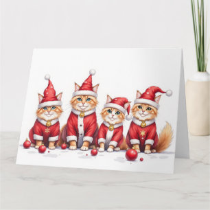 Perzische Kat Kerst Jurk Kerstman Hoed Kaart