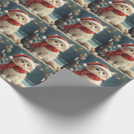 Perzische Kat Kerst  Strand Cadeaupapier (Hoek)