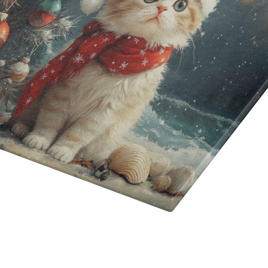 Perzische Kat Kerst  Strand Snijplank (Hoek)