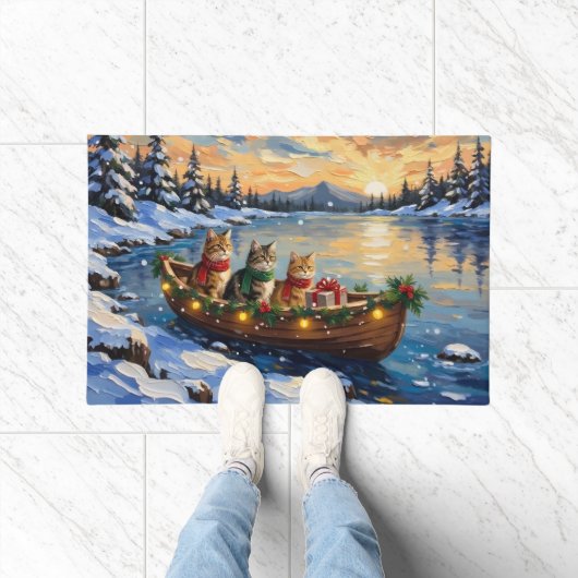 Perzische Kat Kerstboot Vakantie Deurmat (Binnen)