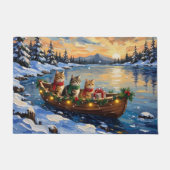 Perzische Kat Kerstboot Vakantie Deurmat (Voorkant)
