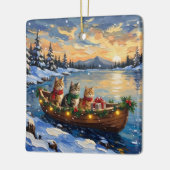 Perzische Kat Kerstboot Vakantie Keramisch Ornament (Links)