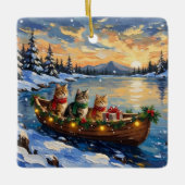 Perzische Kat Kerstboot Vakantie Keramisch Ornament (Voorkant)