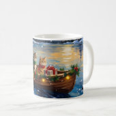 Perzische Kat Kerstboot Vakantie Koffiemok (Voorkant rechts)