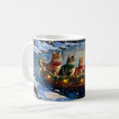 Perzische Kat Kerstboot Vakantie Koffiemok (Voorkant links)