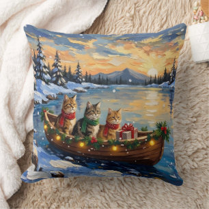 Perzische Kat Kerstboot Vakantie Kussen