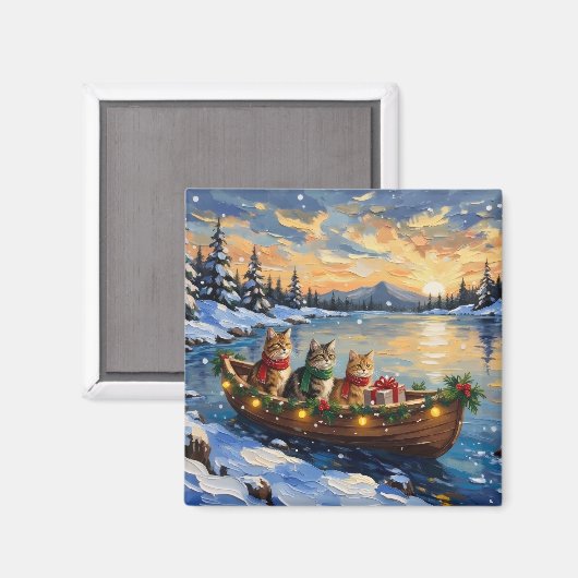 Perzische Kat Kerstboot Vakantie Magneet (Voorkant / Achterkant)