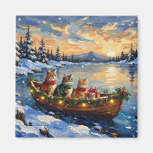 Perzische Kat Kerstboot Vakantie Magneet (Voorkant)