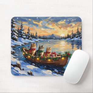 Perzische Kat Kerstboot Vakantie Muismat