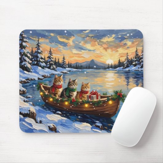 Perzische Kat Kerstboot Vakantie Muismat (Met muis)
