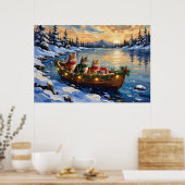 Perzische Kat Kerstboot Vakantie Poster (Keuken)