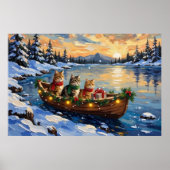Perzische Kat Kerstboot Vakantie Poster (Voorkant)