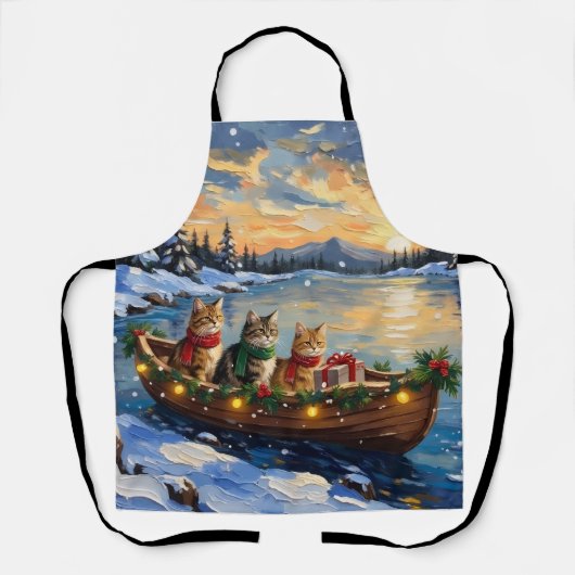 Perzische Kat Kerstboot Vakantie Schort (Voorkant)