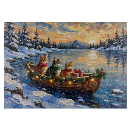 Perzische Kat Kerstboot Vakantie Snijplank (Voorkant)
