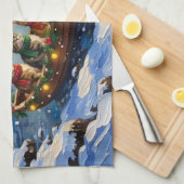 Perzische Kat Kerstboot Vakantie Theedoek (Quarter Fold)
