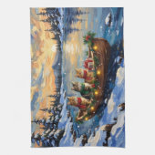 Perzische Kat Kerstboot Vakantie Theedoek (Verticaal)