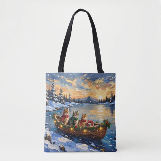 Perzische Kat Kerstboot Vakantie Tote Bag (Voorkant)