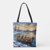 Perzische Kat Kerstboot Vakantie Tote Bag (Achterkant)