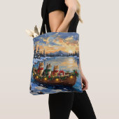 Perzische Kat Kerstboot Vakantie Tote Bag (Dichtbij)