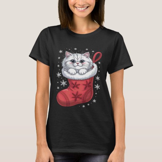 Perzische Kat Kerstmis T-shirt (Voorkant)