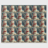 Perzische Kat  Kerstmis Vintage Strand Cadeaupapier (Vlak)