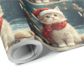 Perzische Kat  Kerstmis Vintage Strand Cadeaupapier (Rol Hoek)