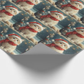 Perzische Kat  Kerstmis Vintage Strand Cadeaupapier (Hoek)
