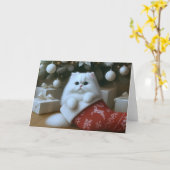 Perzische Kat Kerstsok Kaart (Gele Bloem)
