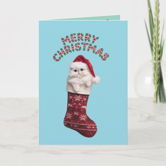 Perzische kat Kerstsok Kaart (Voorkant)