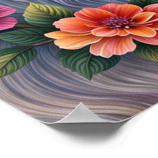 Perzische kat Kleurrijke Bloemenkunst Poster (Hoek)