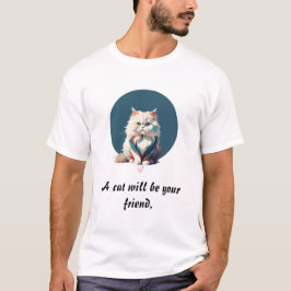 Perzische kat Kleurrijke spatten Verf Abstracte Ku T-shirt