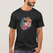 Perzische kat Kleurrijke Splashes Verf Abstract Ar T-shirt (Voorkant)