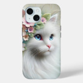 Perzische kat met bloemlaurier Case-Mate iPhone case (Achterkant)