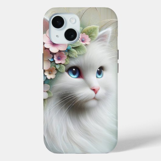 Perzische kat met bloemlaurier Case-Mate iPhone case (Achterkant)