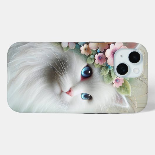Perzische kat met bloemlaurier Case-Mate iPhone case (Achterkant (horizontaal))