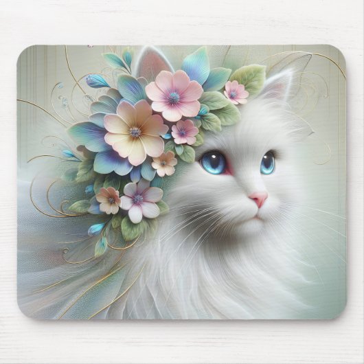 Perzische kat met bloemlaurier muismat (Voorkant)