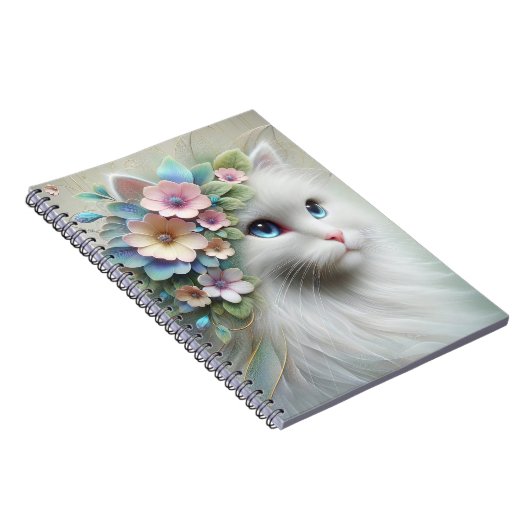 Perzische kat met bloemlaurier notitieboek (Rechterzijde)