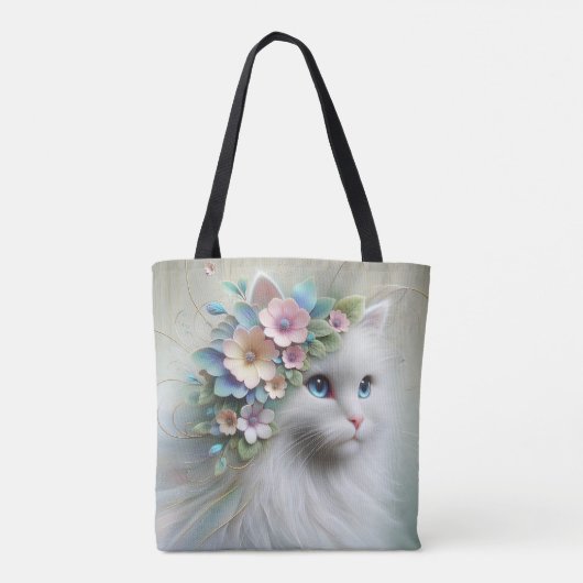 Perzische kat met bloemlaurier tote bag (Achterkant)
