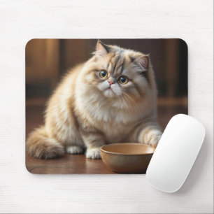 Perzische Kat Met Een Lege Voedselkom Muismat