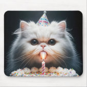 Perzische kat met een verjaardagstaart muismat (Voorkant)