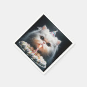 Perzische kat met een verjaardagstaart servet (Hoek)