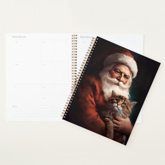 Perzische Kat Met Feestelijke Kerstman Kerstmis  Planner (Display)